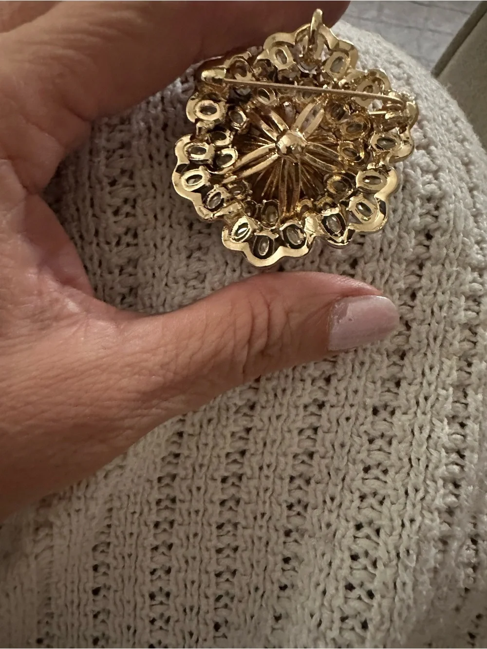 Gold and Blue Floral Radiant Brooch - Women Jewelry